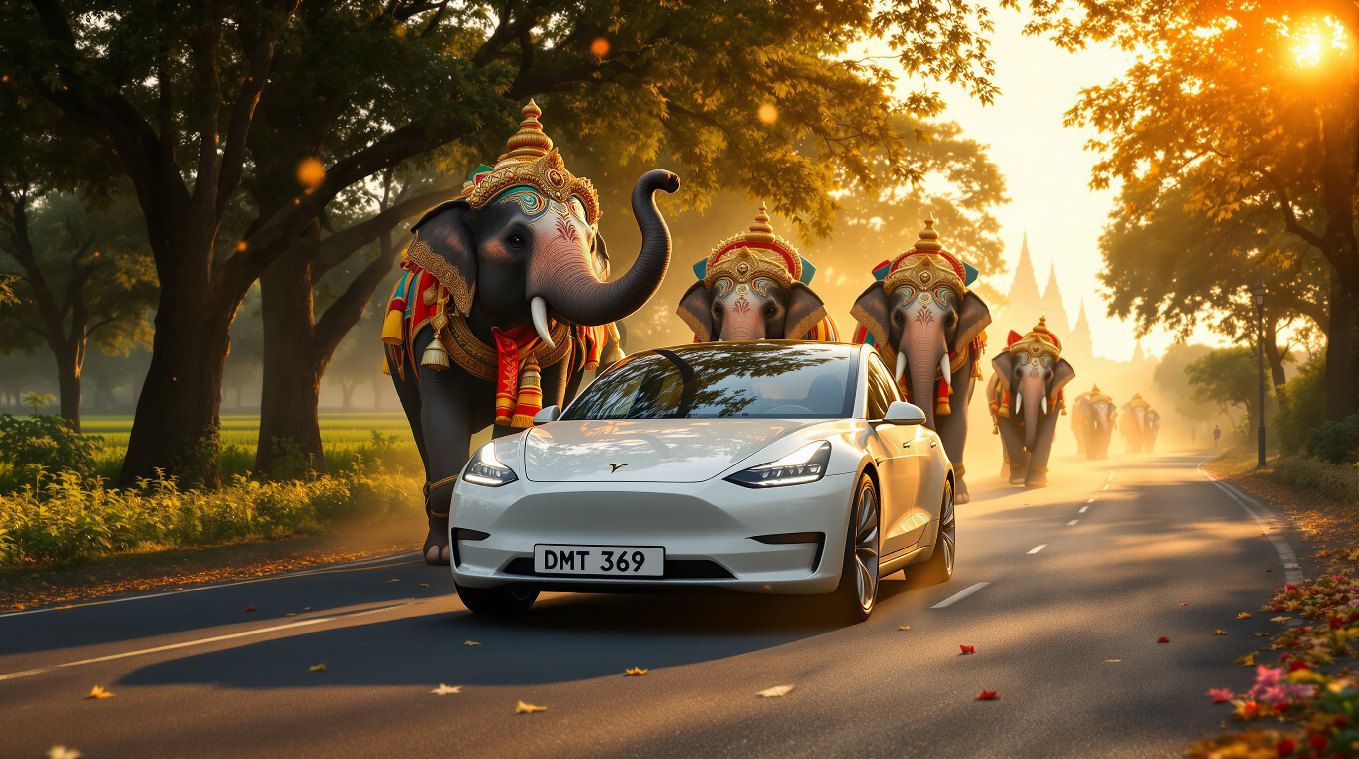 Ganapati in an elephant convoy